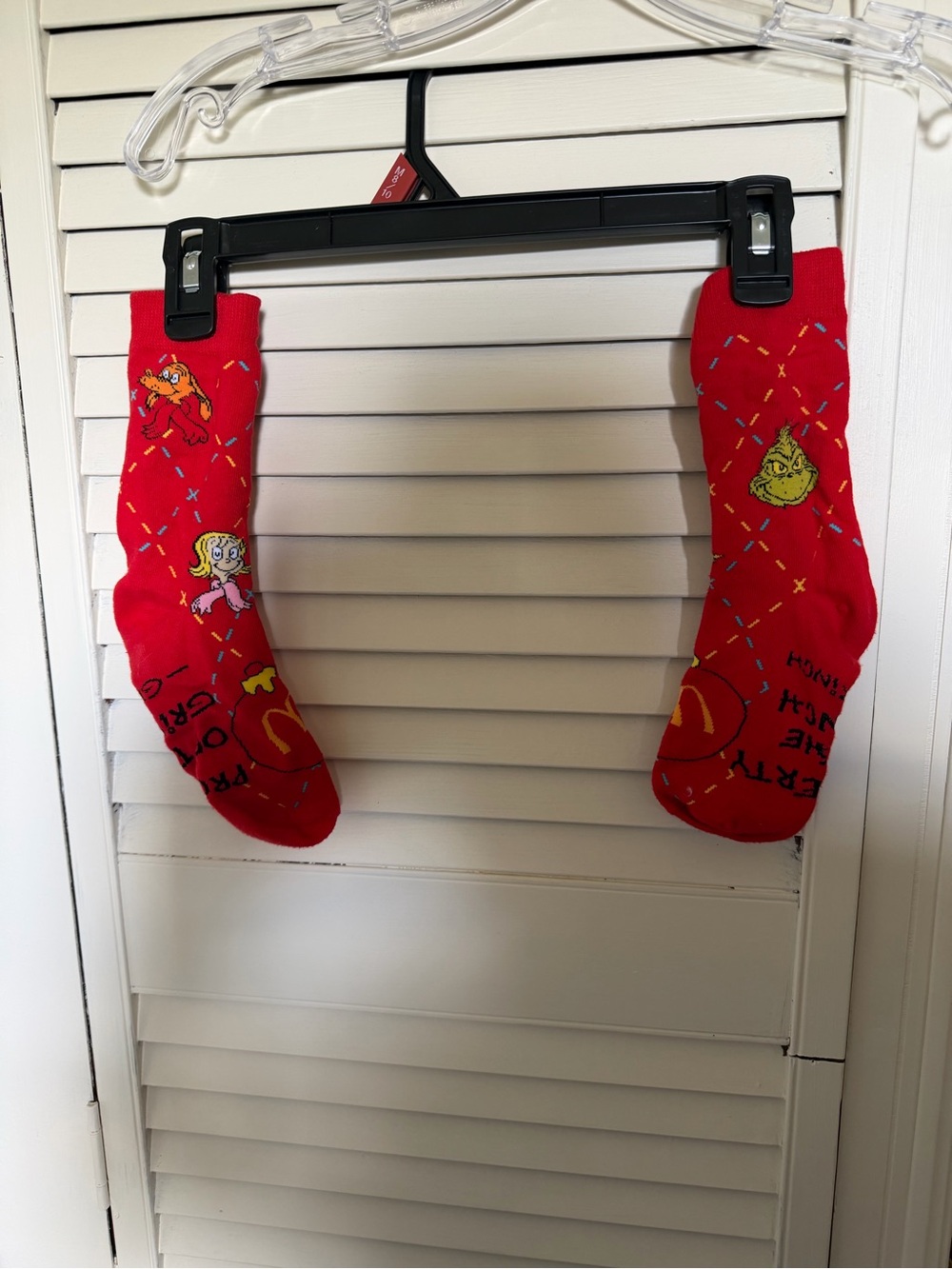 Red Novelty McDonald’s Grinch socks